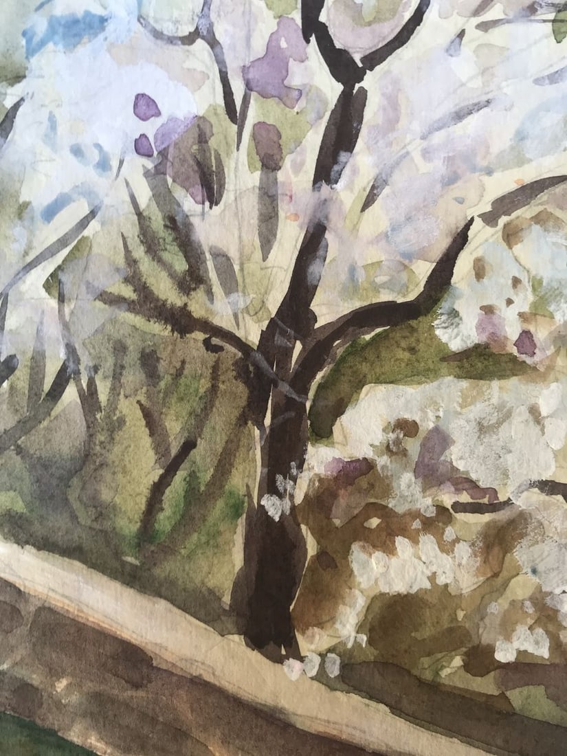 Watercolor painting Trees bloom Unknown artist - 7