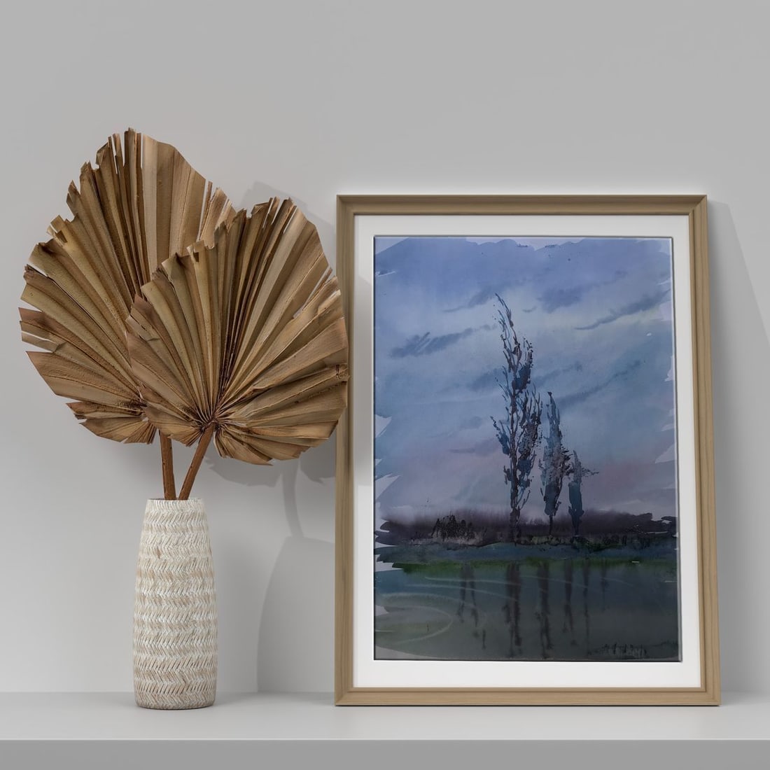 Watercolor painting Night landscape Unknown artist - 2