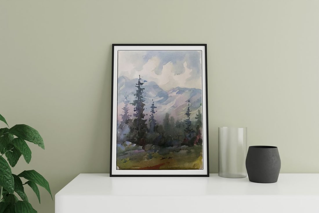 Watercolor painting Holidays in the mountains Unknown artist - 3