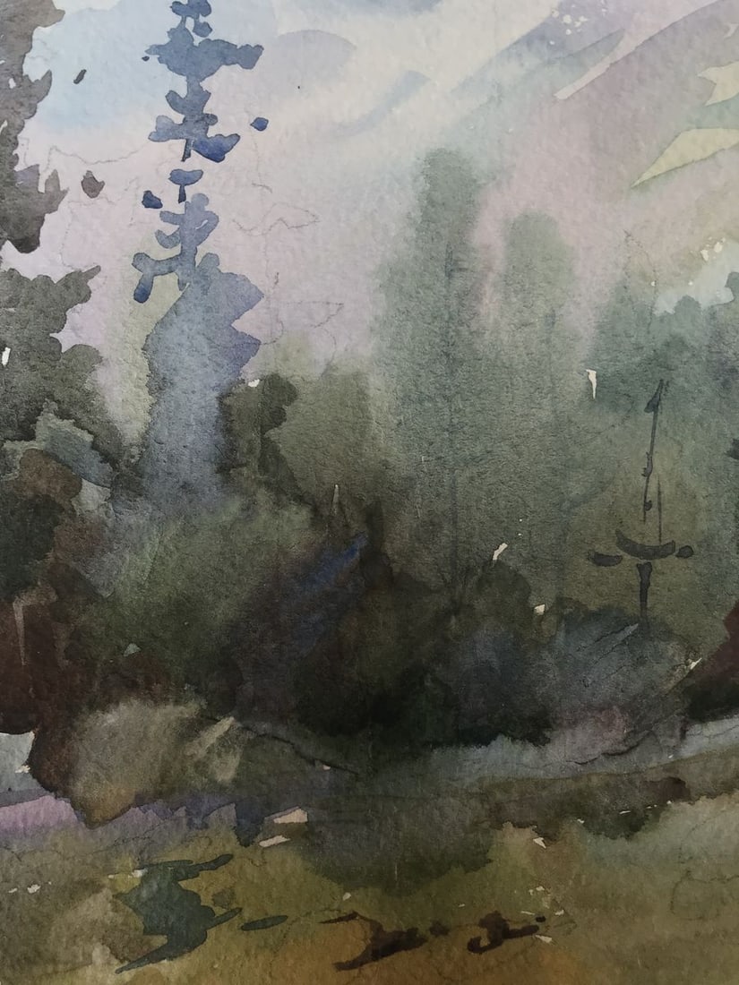Watercolor painting Holidays in the mountains Unknown artist - 9