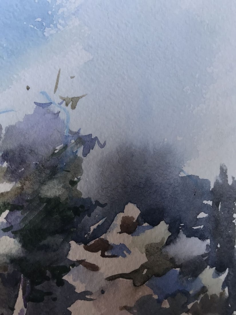 Watercolor painting Winter landscape Unknown artist - 8