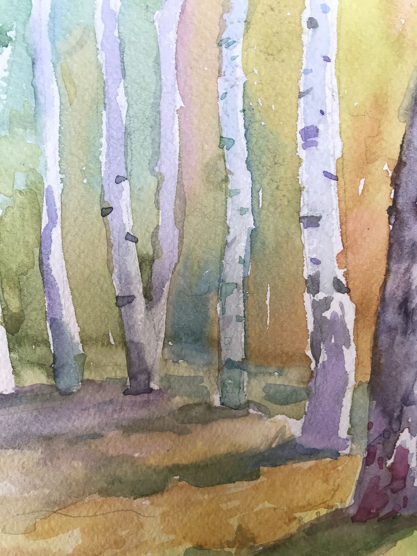 Watercolor painting Birch forest Unknown artist - 6