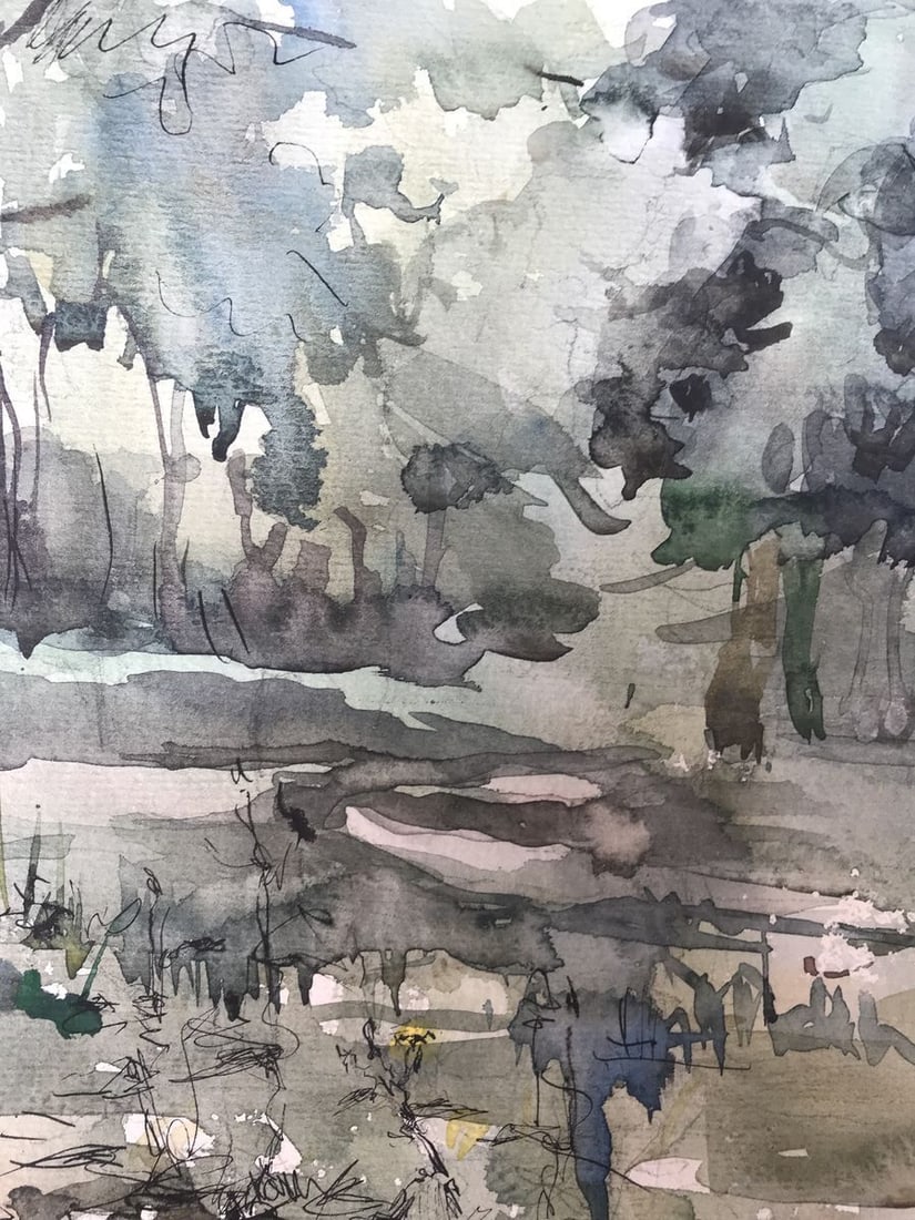 Watercolor painting In the dense forest Unknown artist - 6