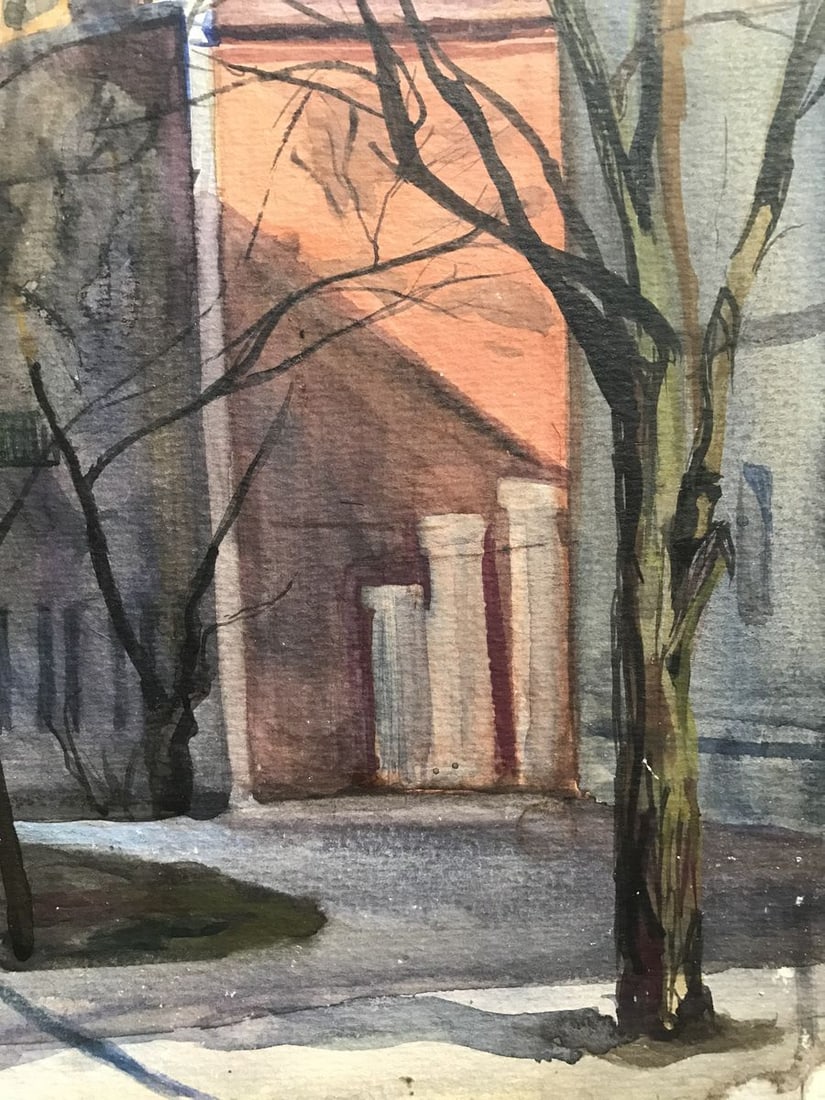 Watercolor painting Life in the city Unknown artist - 10