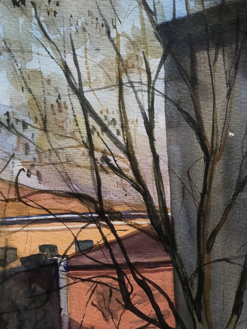 Watercolor painting Life in the city Unknown artist - 5