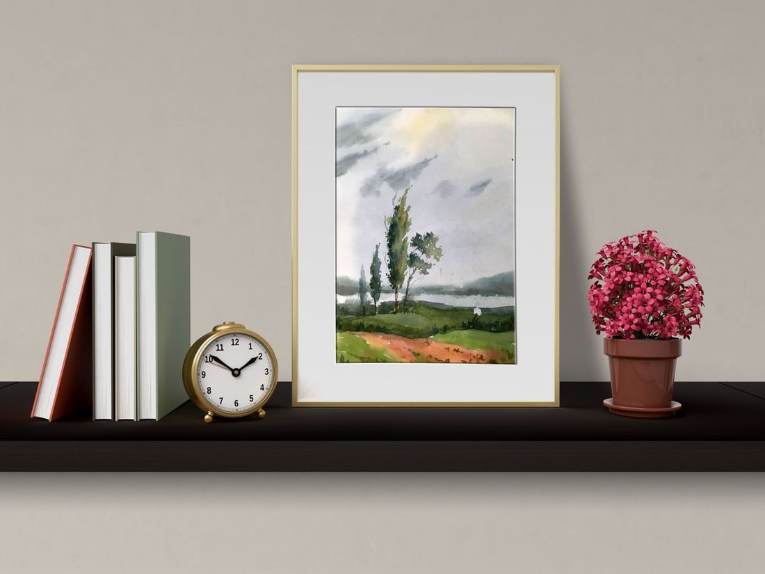Watercolor painting Summer rainy day Unknown artist - 3