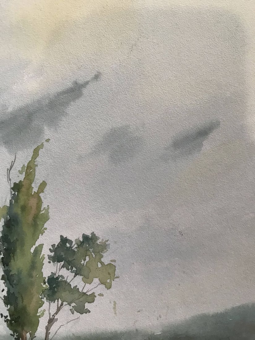 Watercolor painting Summer rainy day Unknown artist - 5