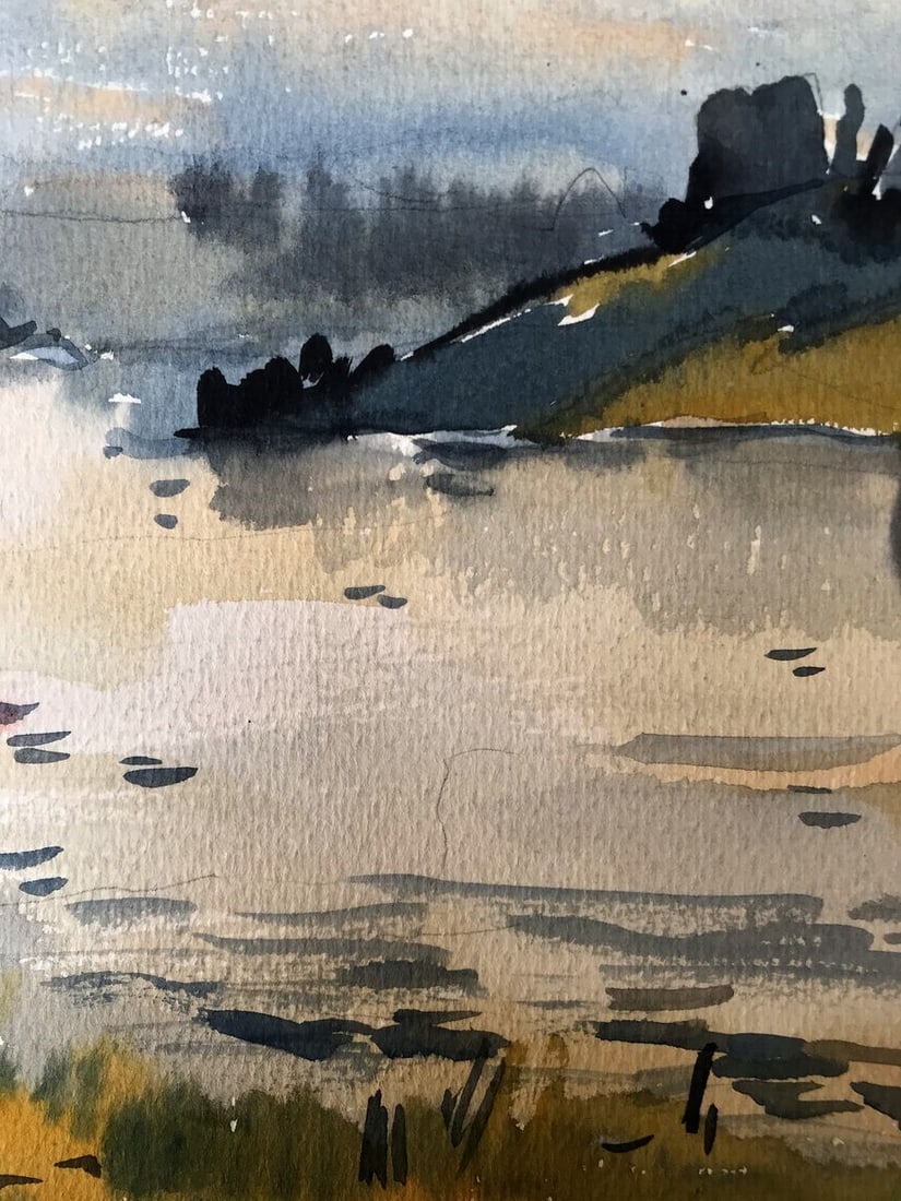 Watercolor painting Fishing holiday Litvinov Oleg Arkad'yevich - 7
