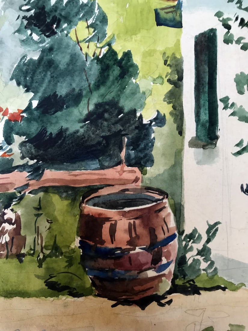 Watercolor painting Cozy yard Litvinov Oleg Arkad'yevich - 9