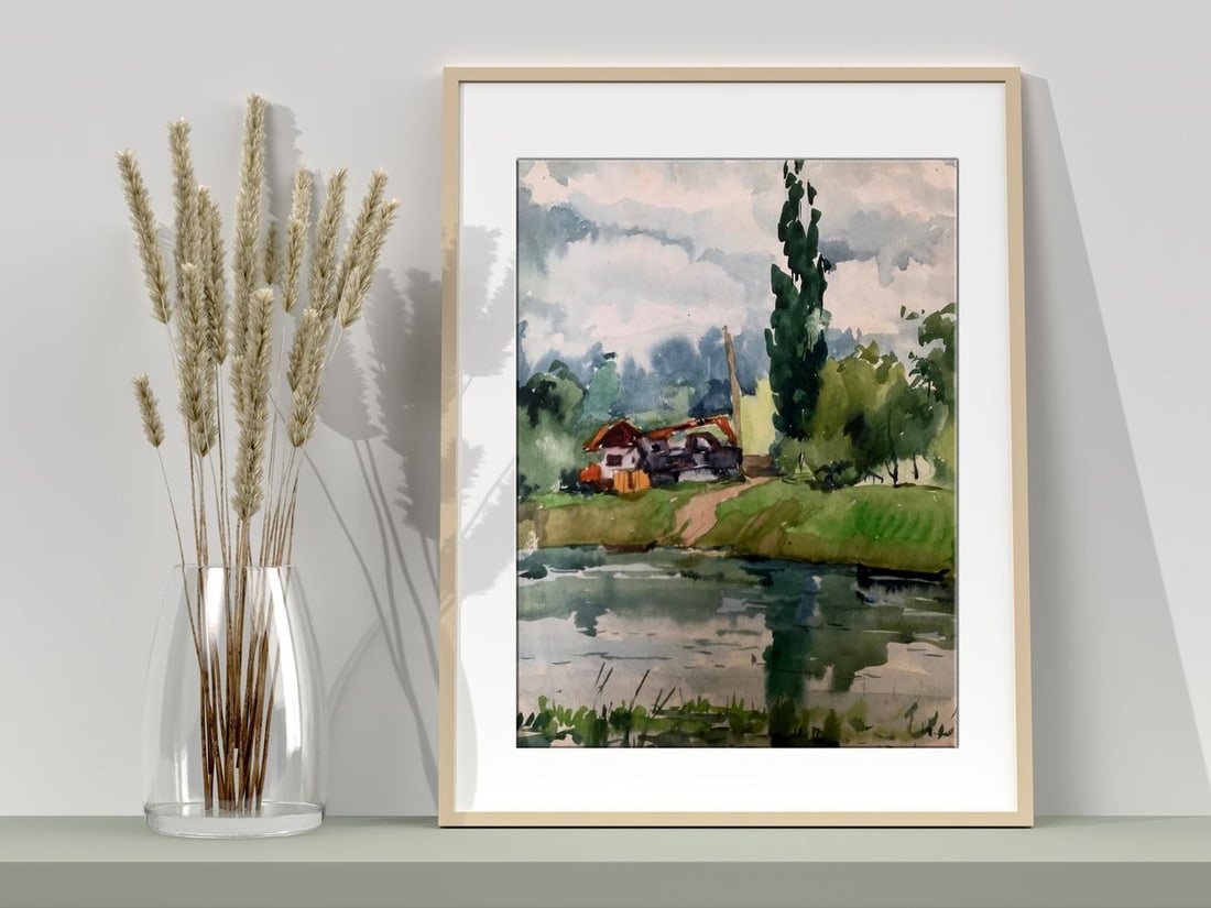 Watercolor painting House by the coast Litvinov Oleg Arkad'yevich - 3
