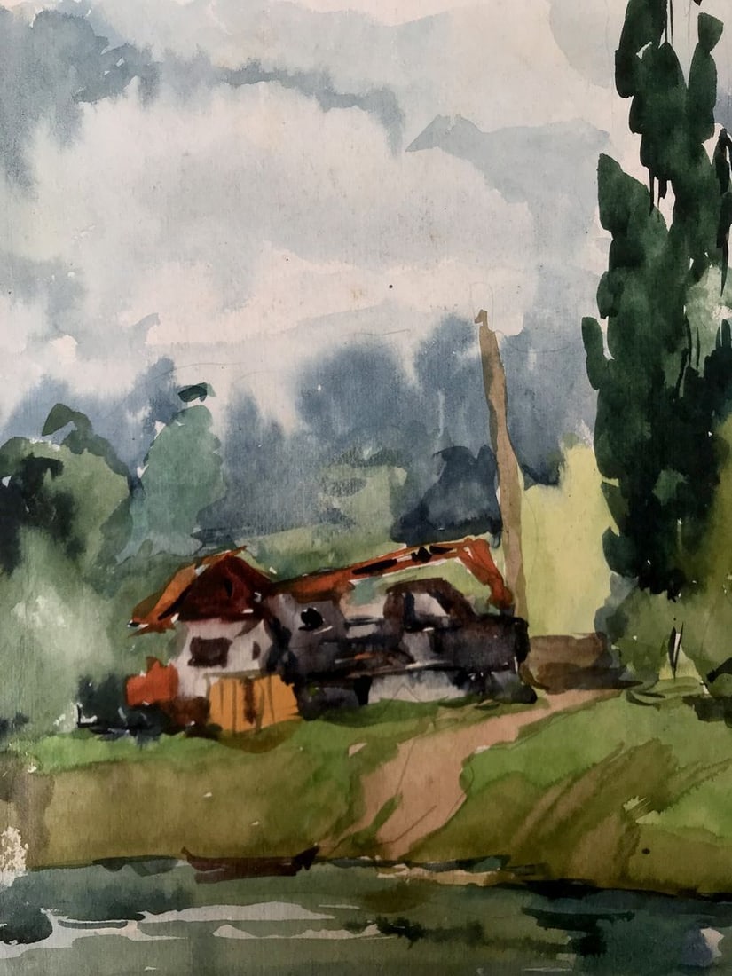 Watercolor painting House by the coast Litvinov Oleg Arkad'yevich - 4
