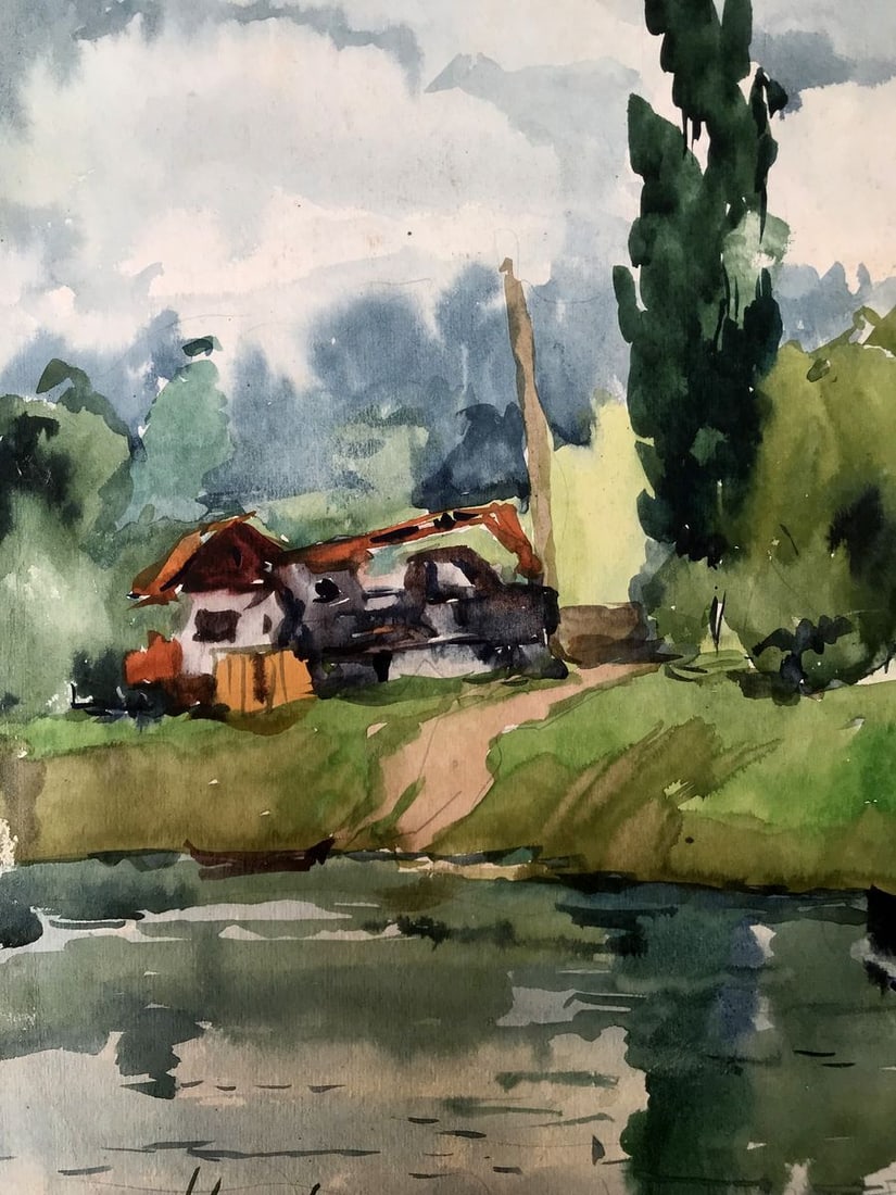 Watercolor painting House by the coast Litvinov Oleg Arkad'yevich - 6