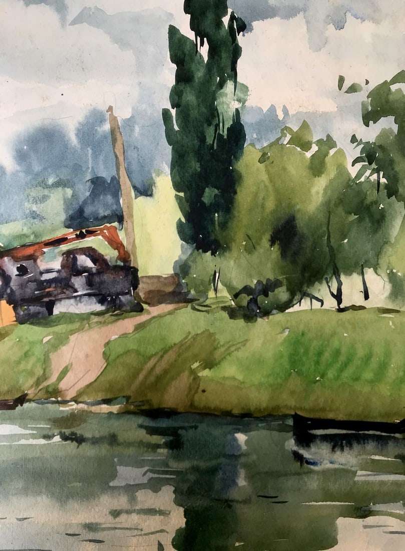 Watercolor painting House by the coast Litvinov Oleg Arkad'yevich - 7