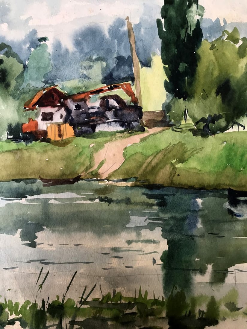 Watercolor painting House by the coast Litvinov Oleg Arkad'yevich - 8