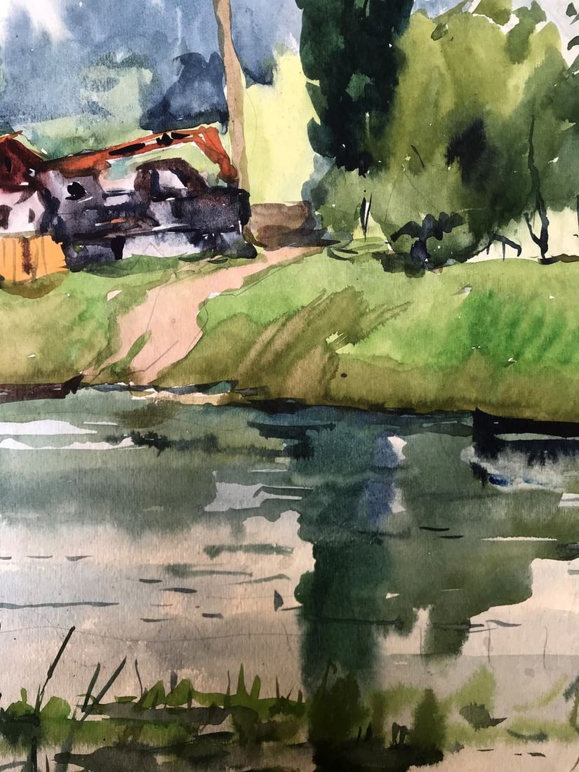Watercolor painting House by the coast Litvinov Oleg Arkad'yevich - 9