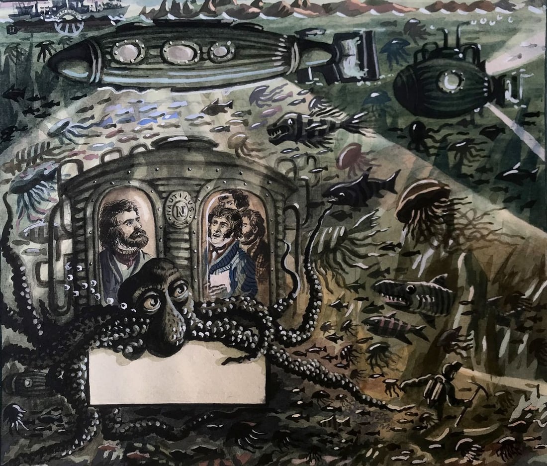 Watercolor painting Undersea world Alexander Arkadievich Litvinov: Title: Watercolor painting Undersea world Alexander Arkadievich Litvinov Description: NoAAA2950"Underwater World" is a captivating watercolor painting that transports viewers to a vibrant and enchanti
