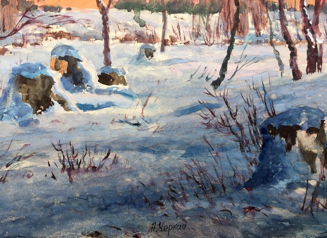 Watercolor painting Winter morning Cherkas A.G. - 8