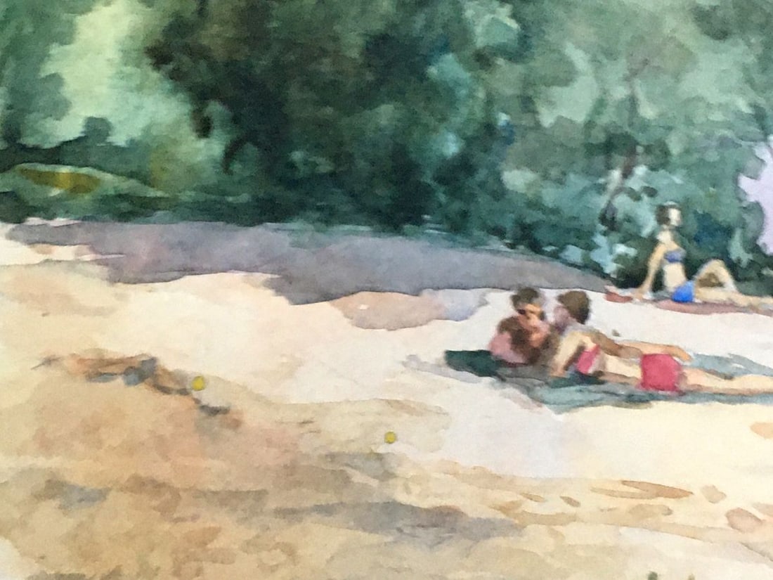 Watercolor painting Etude on the river Dmitry Lednev - 6