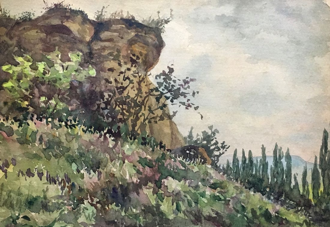 Watercolor painting Cliffs Dmitry Lednev (1 of 9)