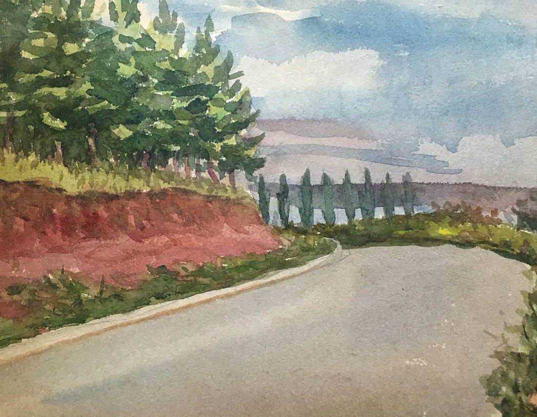 Watercolor painting Road Dmitry Lednev - 4