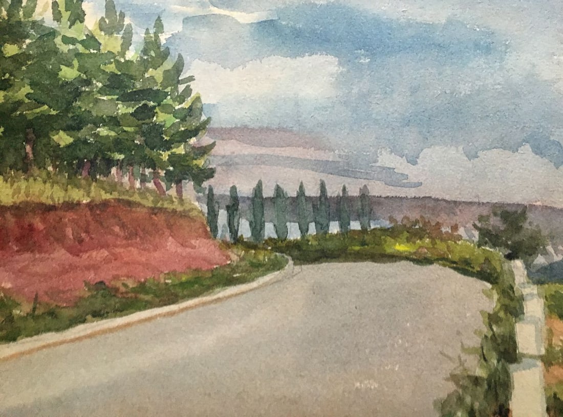 Watercolor painting Road Dmitry Lednev - 6