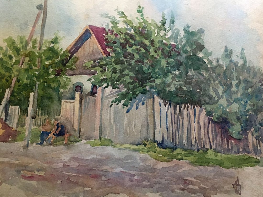 Watercolor painting Street Dmitry Lednev - 6
