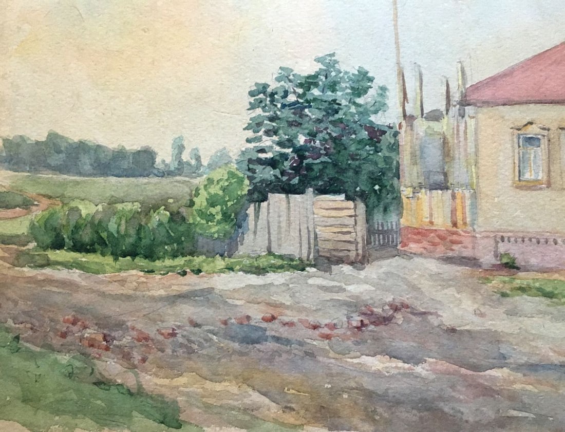 Watercolor painting Village Dmitry Lednev - 5