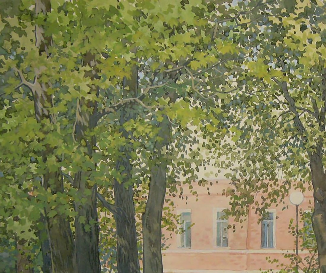 Watercolor painting Summer park Valery Savenets - 4