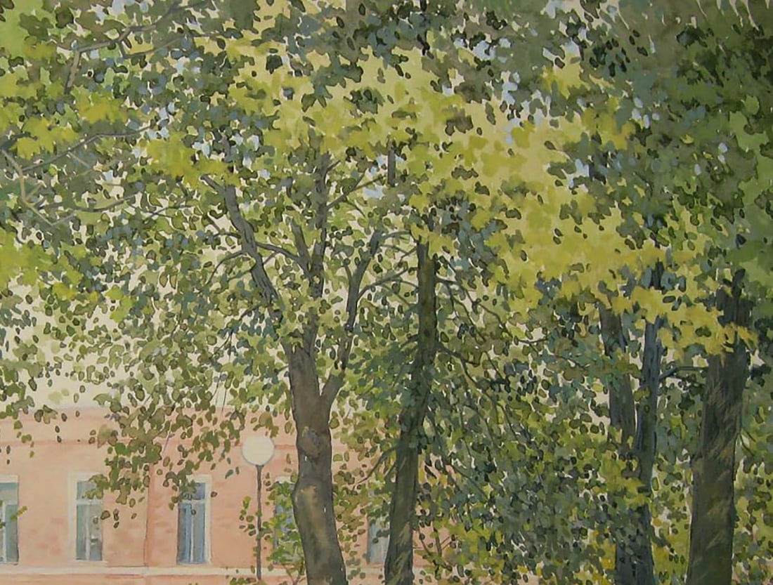 Watercolor painting Summer park Valery Savenets - 5