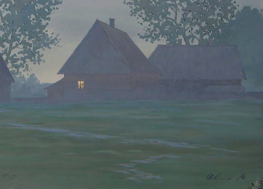 Watercolor painting Summer morning in the village Valery Savenets - 2