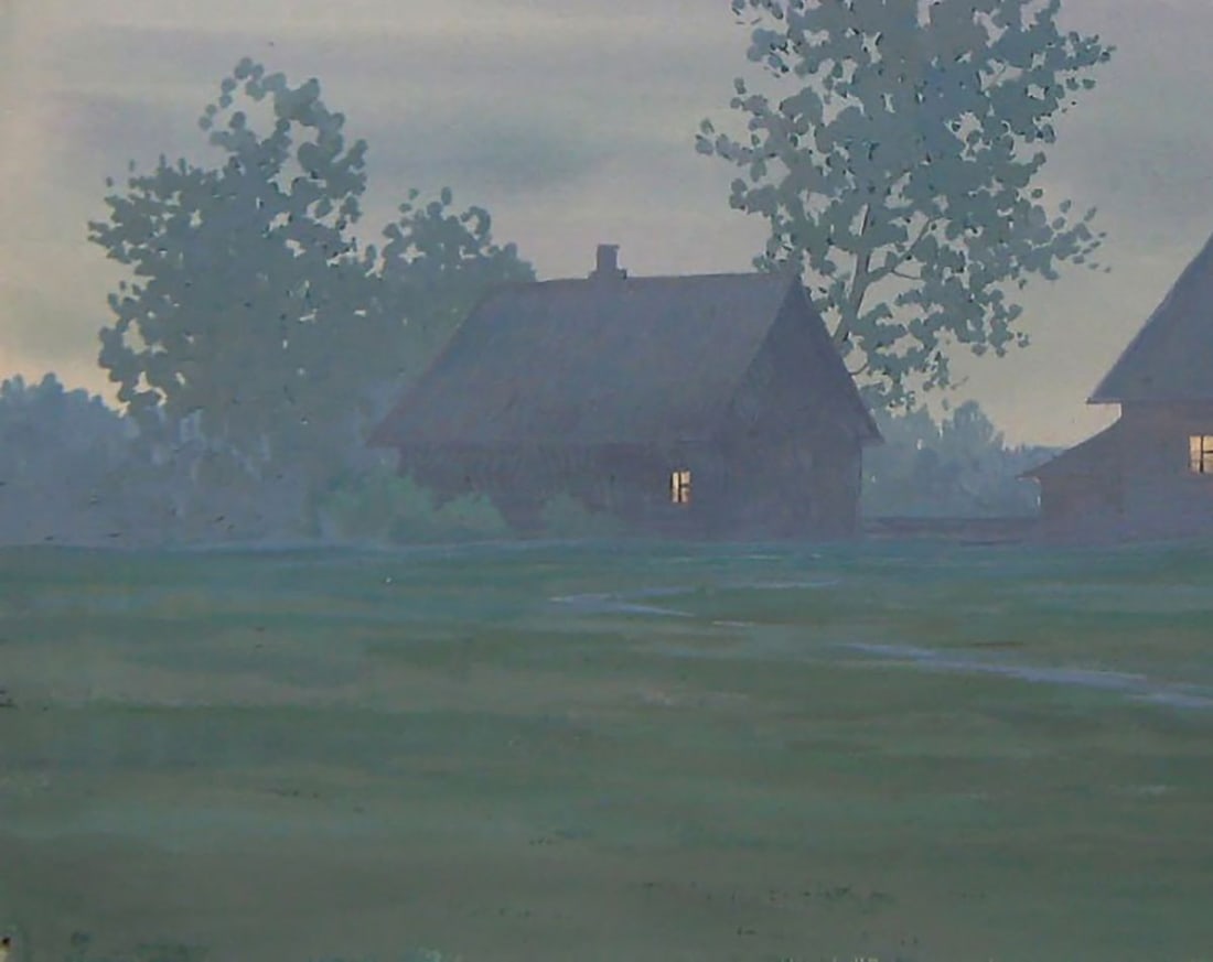 Watercolor painting Summer morning in the village Valery Savenets - 3