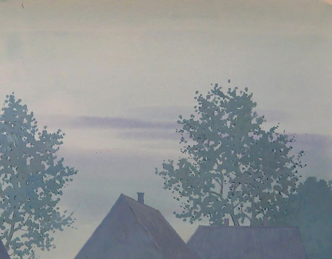Watercolor painting Summer morning in the village Valery Savenets - 5