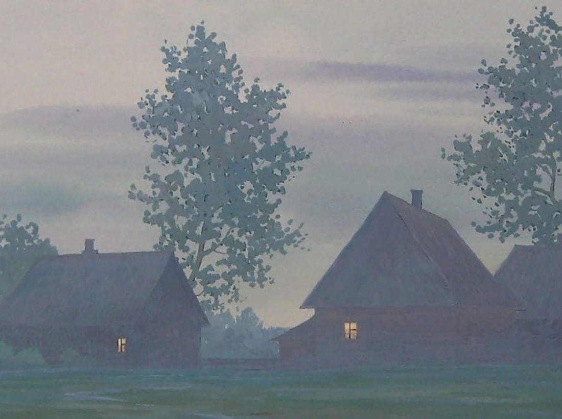 Watercolor painting Summer morning in the village Valery Savenets - 6