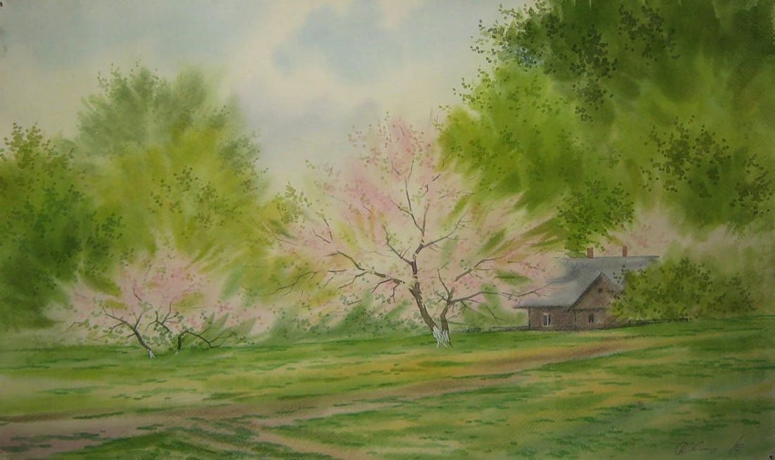 Watercolor painting Warm spring day Valery Savenets (1 of 6)