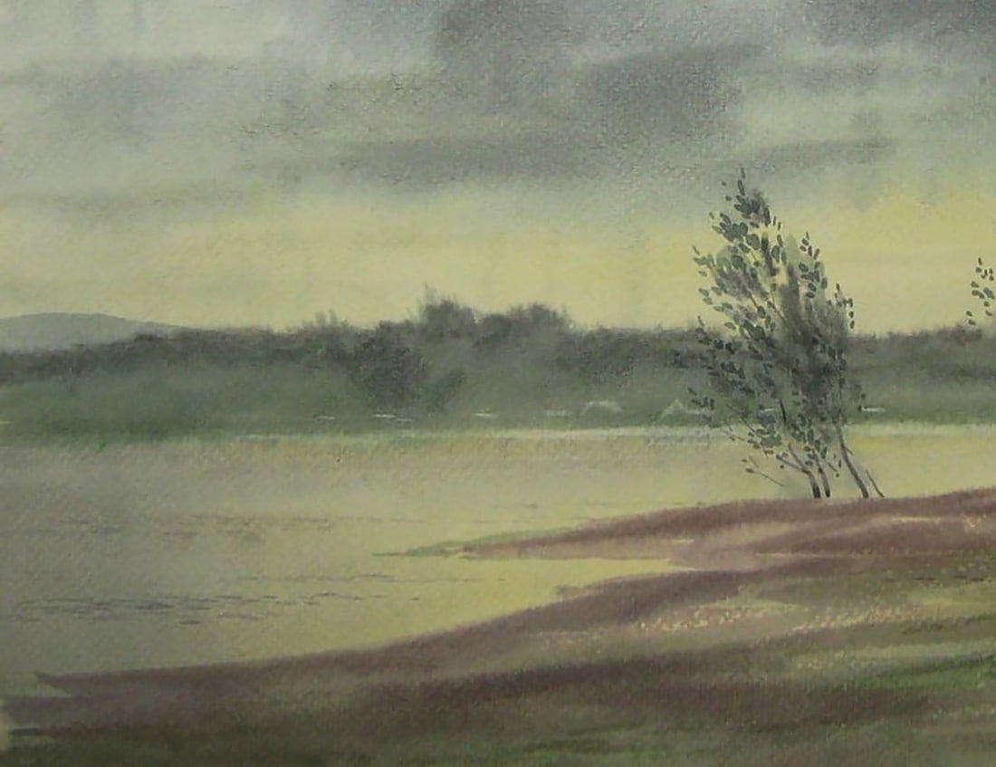Watercolor painting Strong wind on the river Valery Savenets - 3