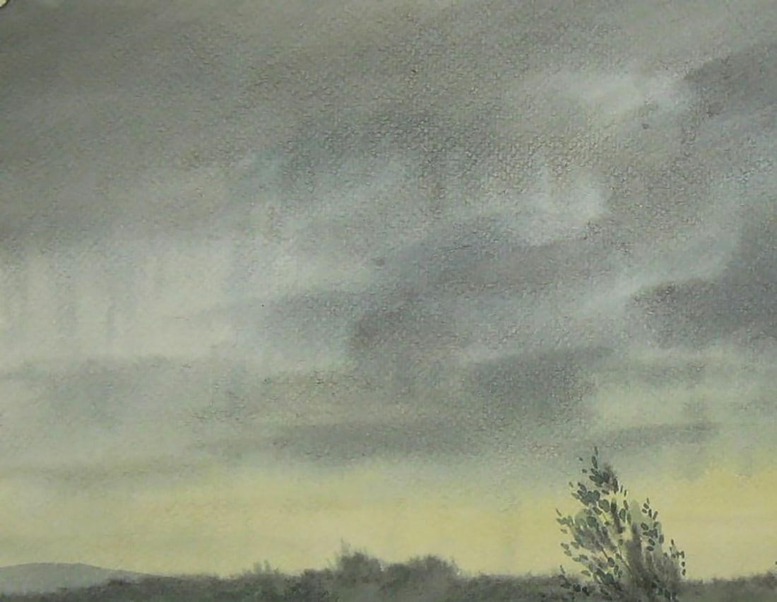 Watercolor painting Strong wind on the river Valery Savenets - 4