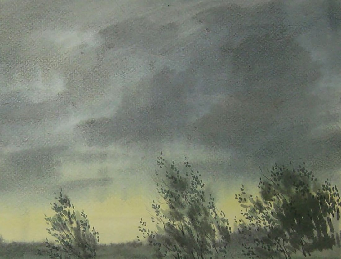 Watercolor painting Strong wind on the river Valery Savenets - 5