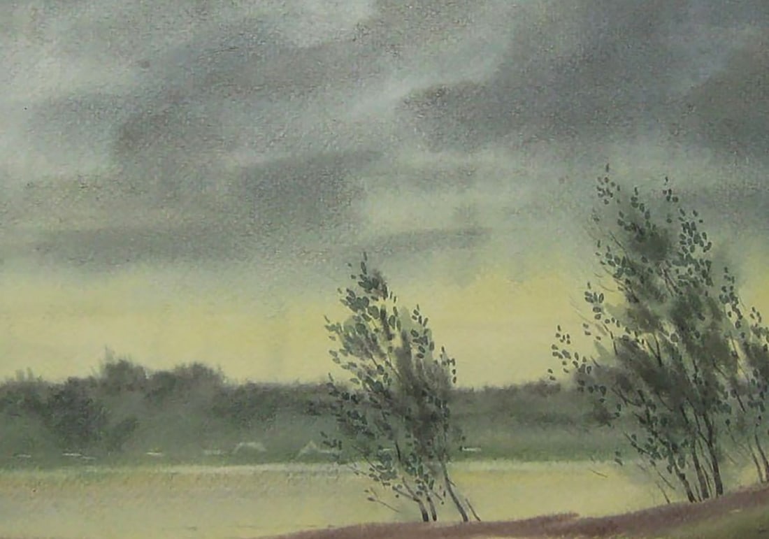 Watercolor painting Strong wind on the river Valery Savenets - 6