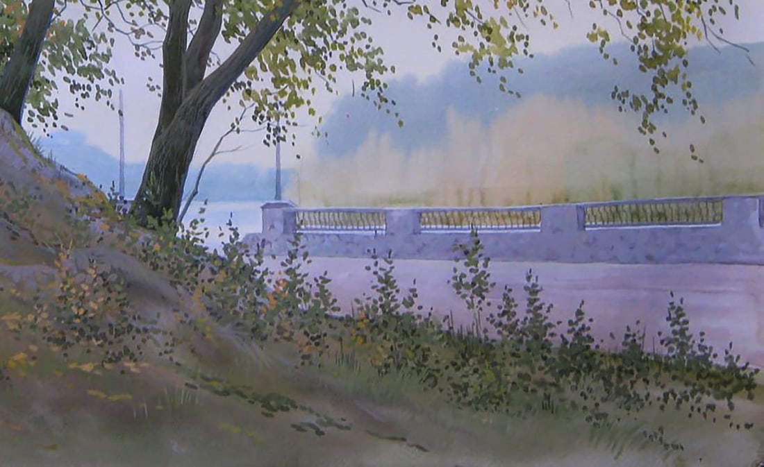Watercolor painting Autumn morning Valery Savenets - 2