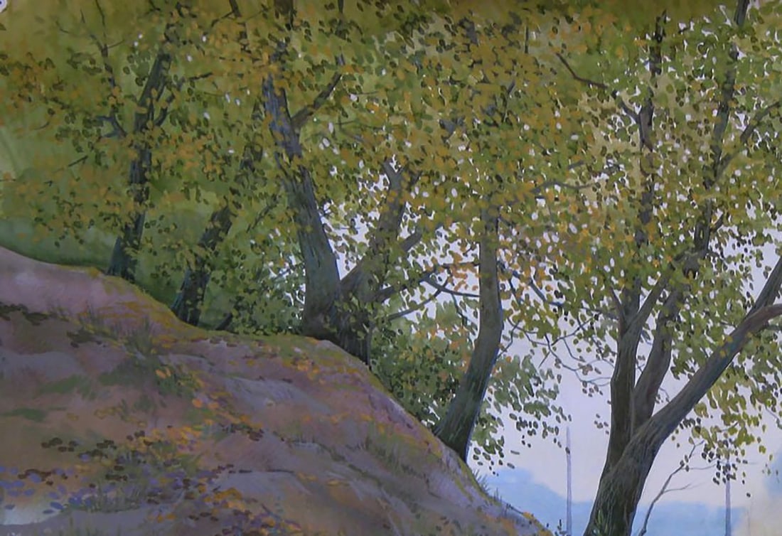 Watercolor painting Autumn morning Valery Savenets - 4