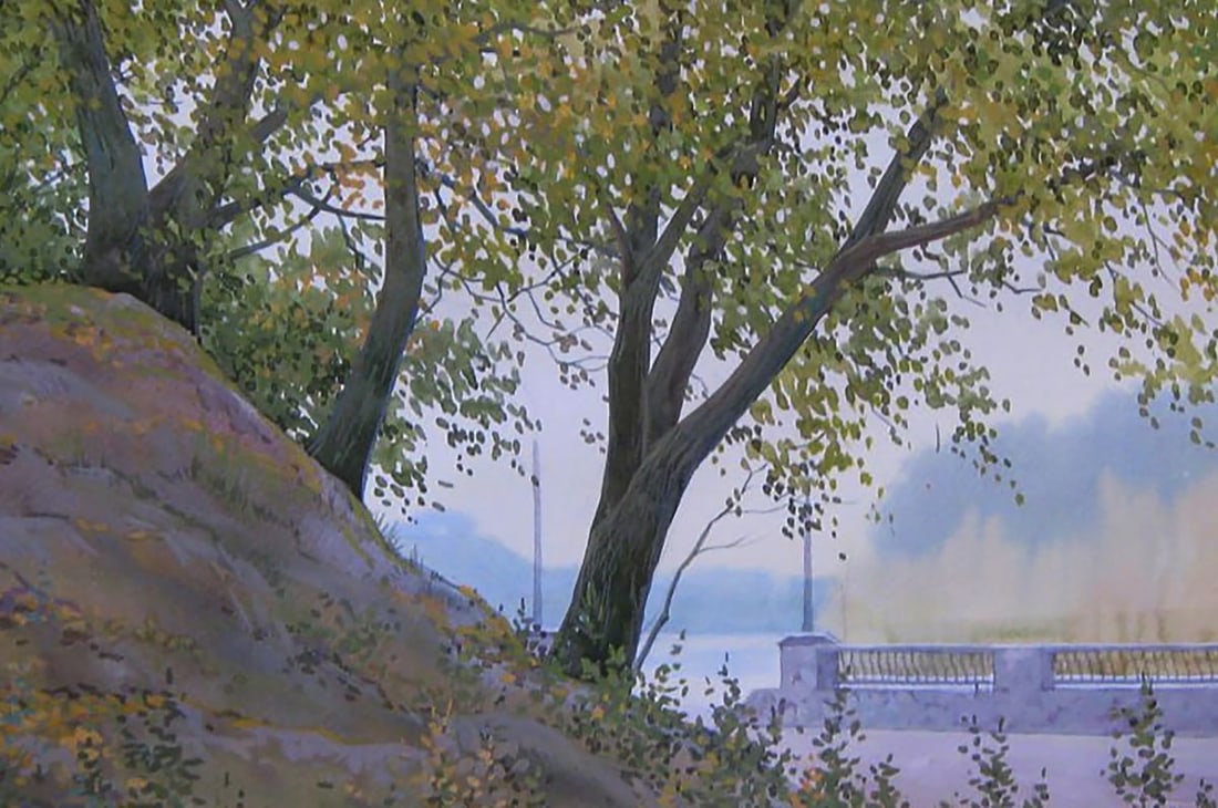 Watercolor painting Autumn morning Valery Savenets - 6