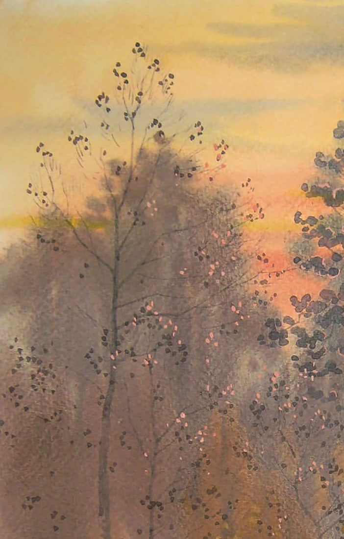 Watercolor painting Autumn twilight in the forest Valery Savenets - 4