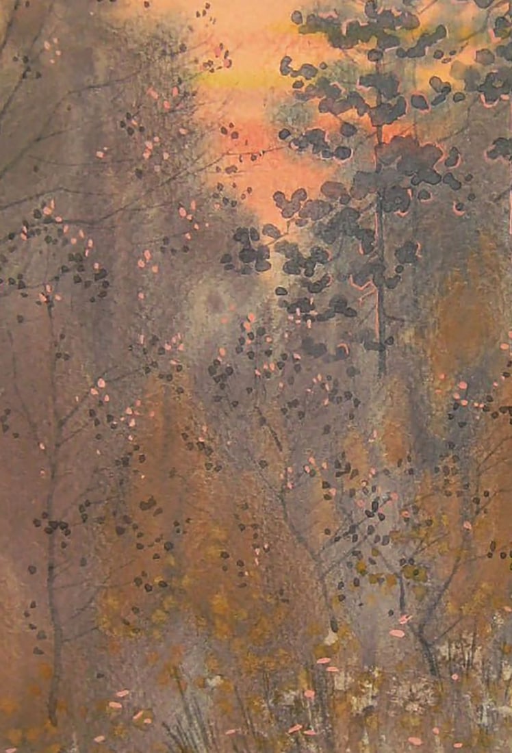 Watercolor painting Autumn twilight in the forest Valery Savenets - 6
