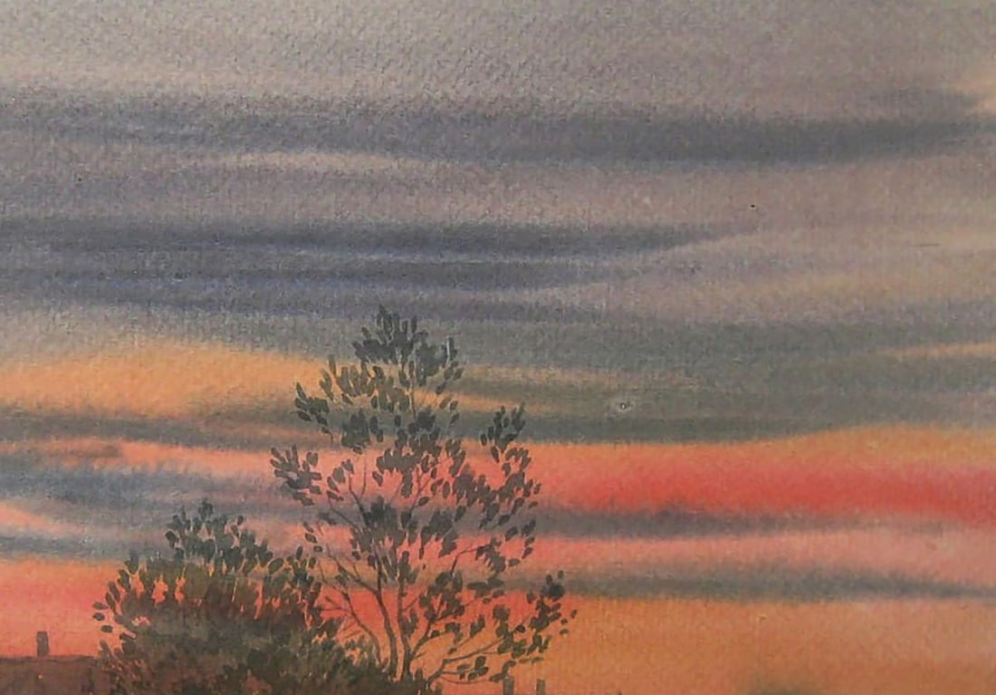 Watercolor painting Autumn evening Valery Savenets - 4