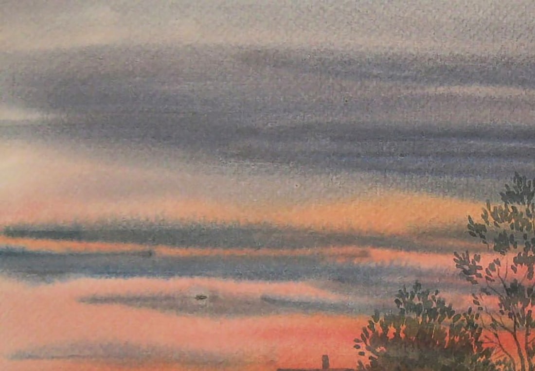 Watercolor painting Autumn evening Valery Savenets - 5