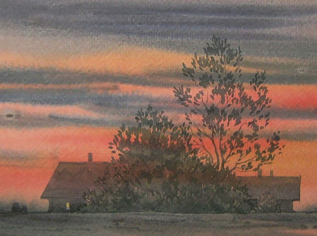 Watercolor painting Autumn evening Valery Savenets - 6