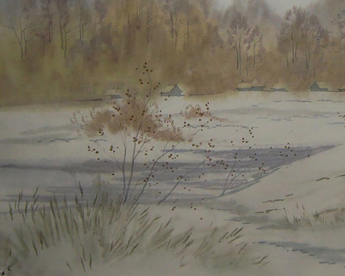 Watercolor painting First snow Valery Savenets - 3
