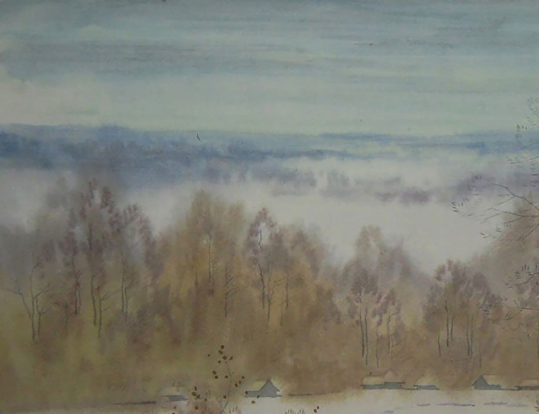 Watercolor painting First snow Valery Savenets - 4