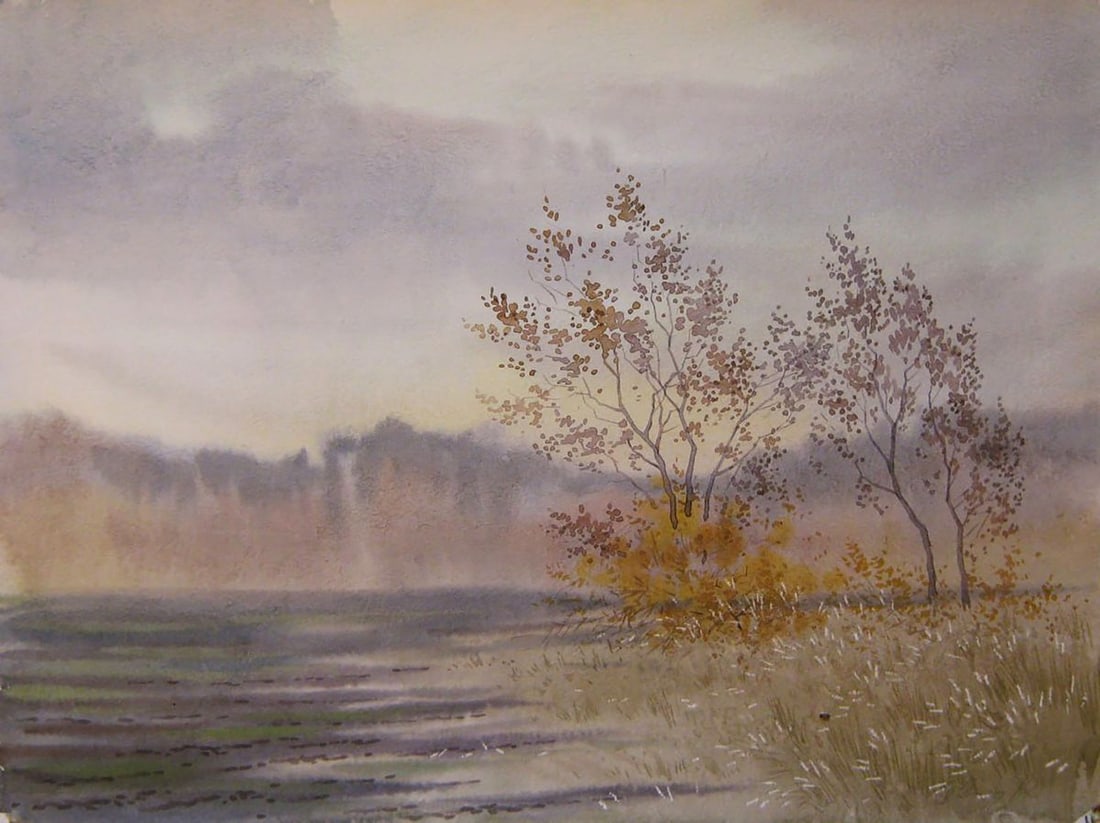 Watercolor painting The last days of autumn Valery Savenets: Title: Watercolor painting The last days of autumn Valery Savenets Description: NoSav 418*** ABOUT THIS PAINTING **** TITLE: "The last days of autumn"* ARTISTS: Valery Savenets* SIZE: 30x40