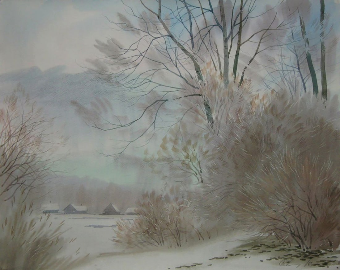 Watercolor painting Before spring Valery Savenets (1 of 6)